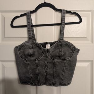 No Boundaries Black Denim Crop Top